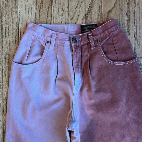 VTG Eddie Bauer two tone jeans pink women size 4 high waist pleated tye dyed - Picture 2 of 12